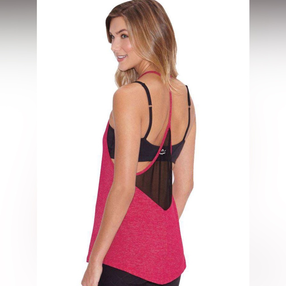 Beyond Yoga “Brighter Days” Pink T back flowy halter